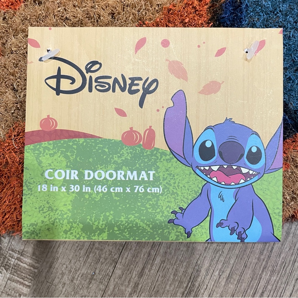NEW Disney Lilo & Stitch Autumn Leaves Coir Doormat 18x30 Fall Entryway Rug - Picture 3 of 3